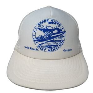 Rogue River Jet Boat Marathon Trucker Hat White OS Adjustable Mesh Back Speedway